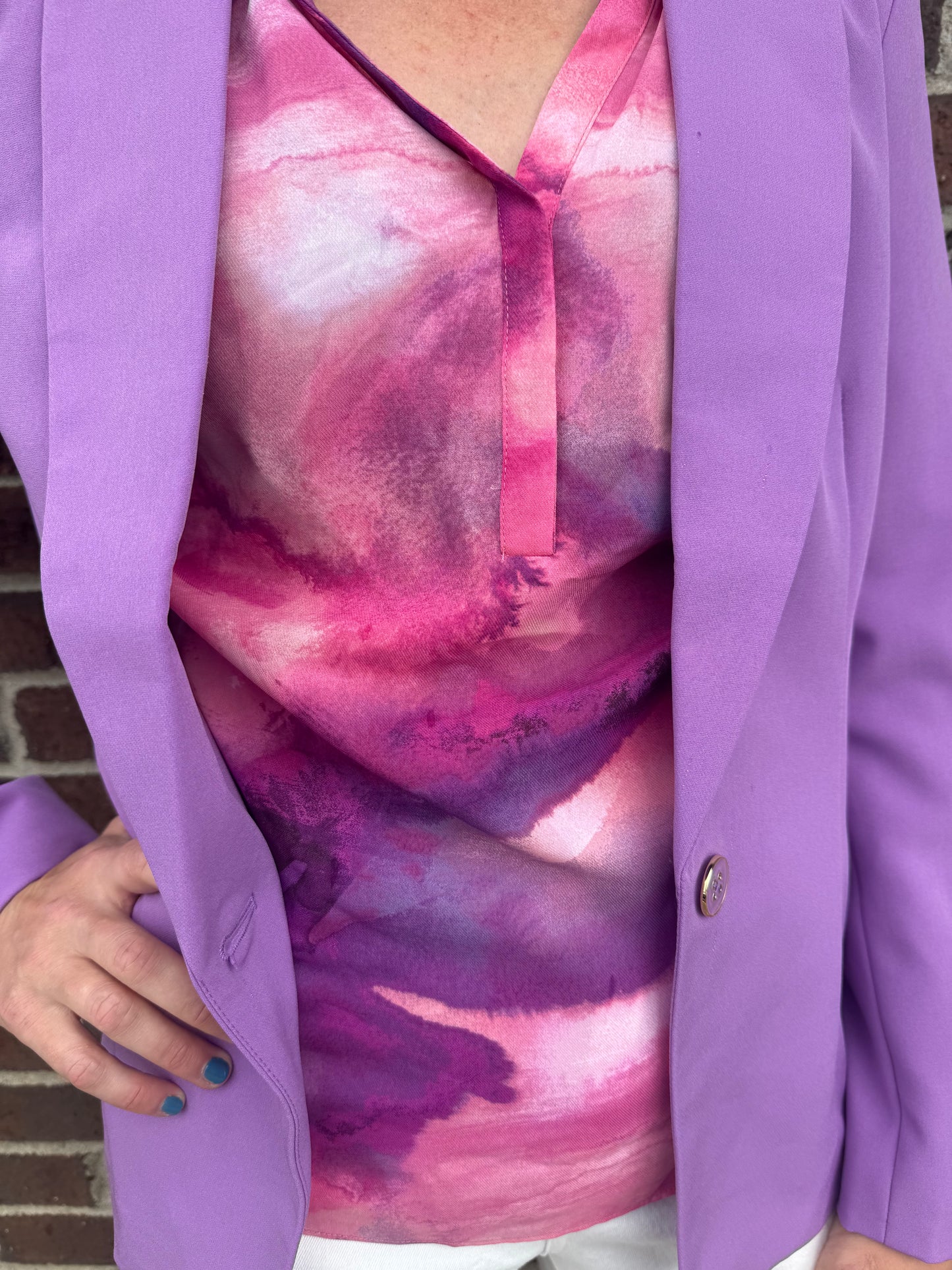 Keren Hart Pink Marbled Blouse
