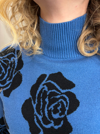 Keren Hart Blue and Black Rose Sweater