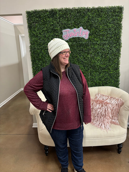 Keren Hart Black Sherpa Lined Vest