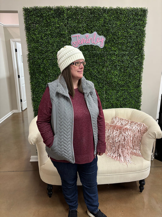 Keren Hart Gray Sherpa Lined Vest