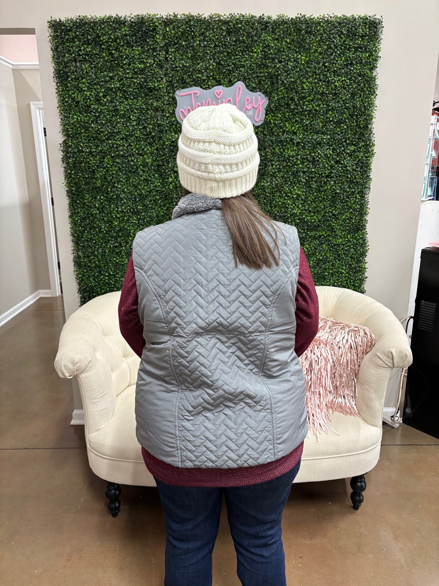 Keren Hart Gray Sherpa Lined Vest