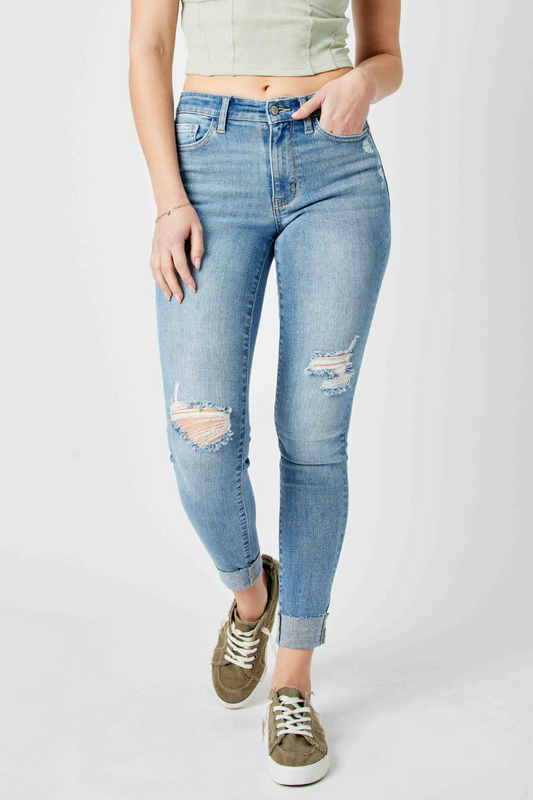 Judy Blue mid-rise destroyed skinny jeans