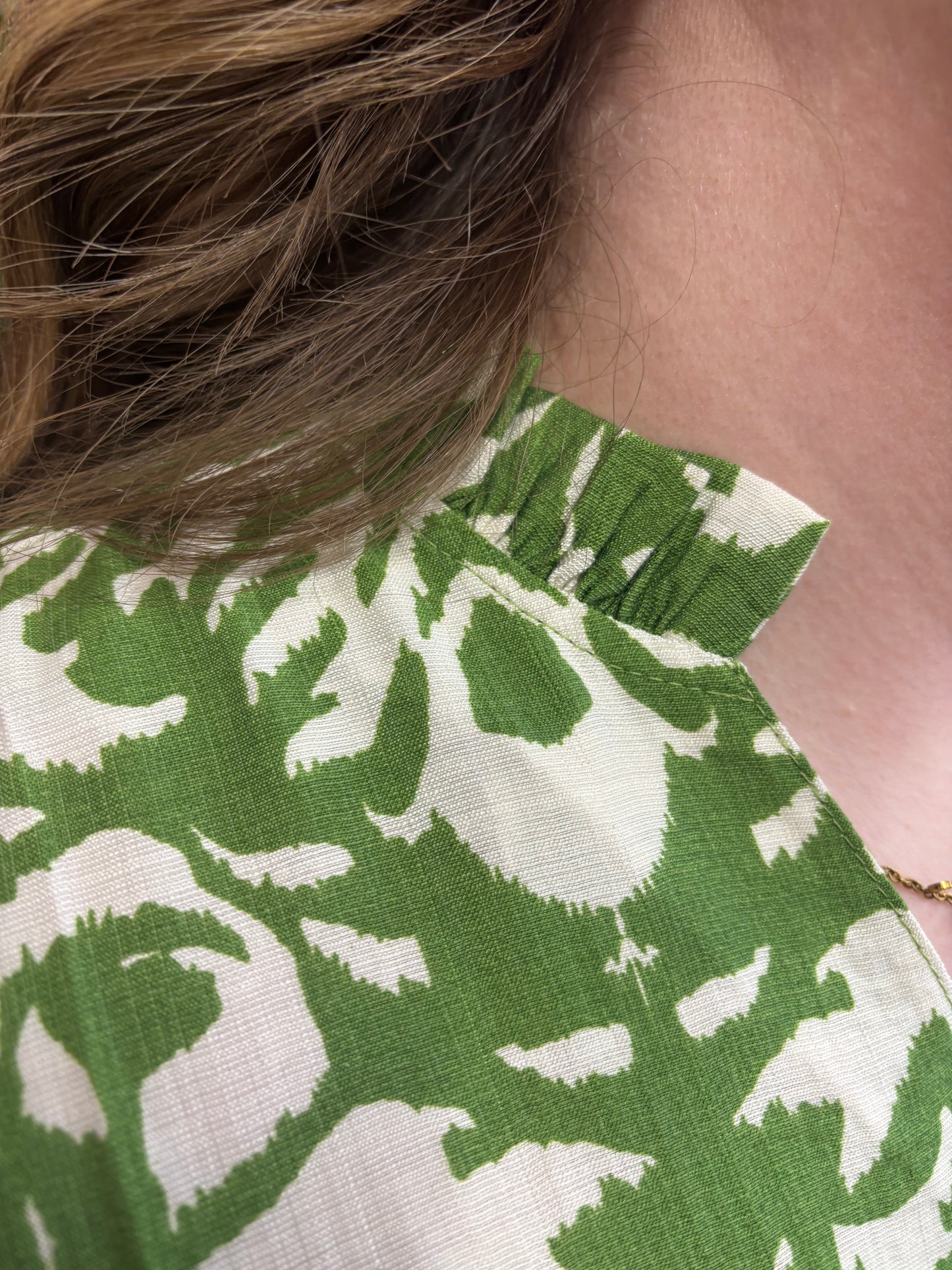 Pixi & Ivy Devon Half Sleeve Green Print Loose Fit Top