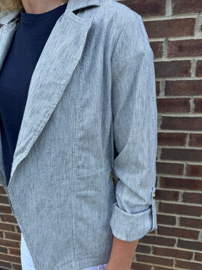 Keren Hart Mini Stripe Linen Blazer