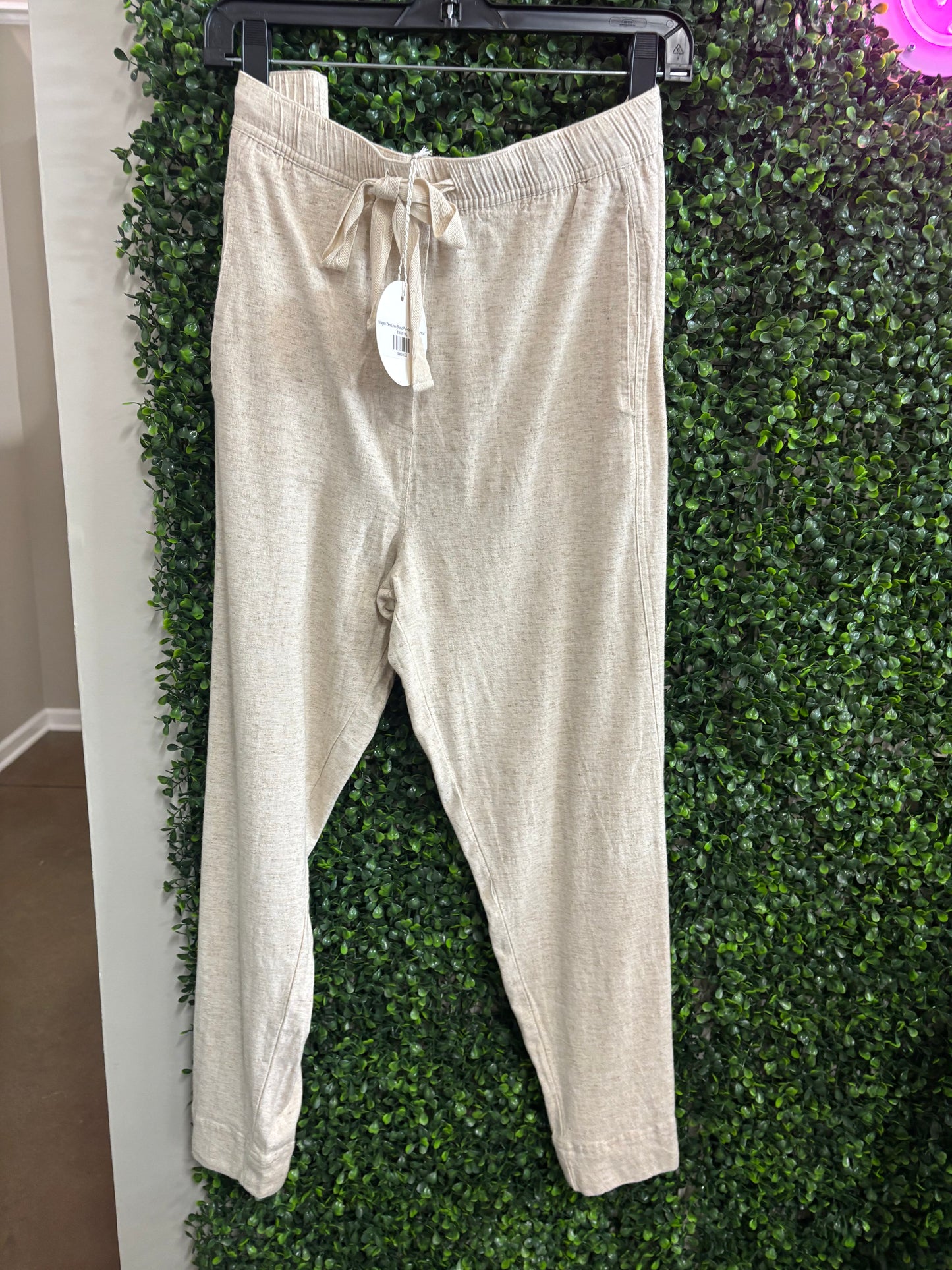 Umgee Plus Linen Blend Pull-On Pant - Oatmeal