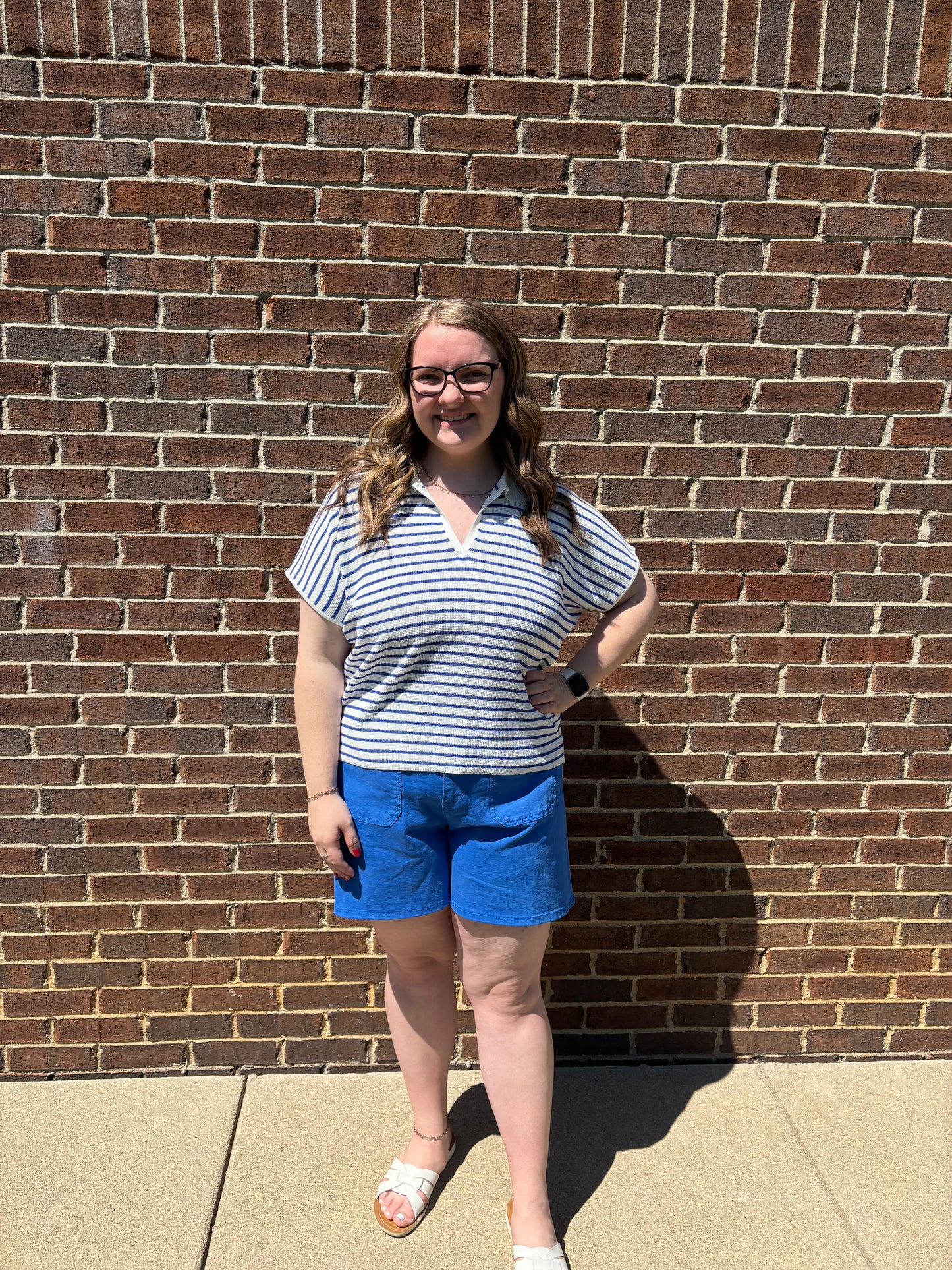 Charlie B Coastal Blue Shorts with Patch Pocket