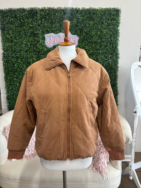 Keren Hart Spice Corduroy Jacket layered over a fall outfit with jeans, perfect for fall fashion, modest church outfits for fall, Thanksgiving outfit ideas, pumpkin patch outfits, and fall family photos.