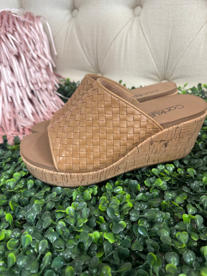 Corkys Wine and Dine Caramel Slip on Wedges