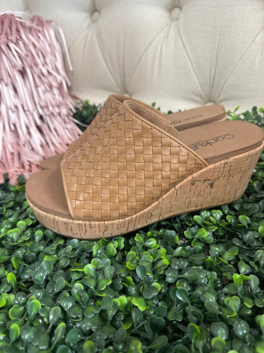 Corkys Wine and Dine Caramel Slip on Wedges