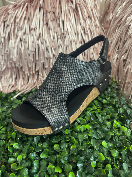 Corkys Volta II Wedge in Black Texture