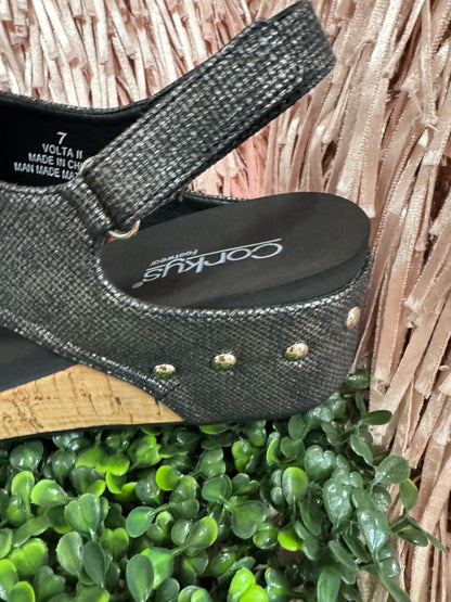 Corkys Volta II Wedge in Black Texture