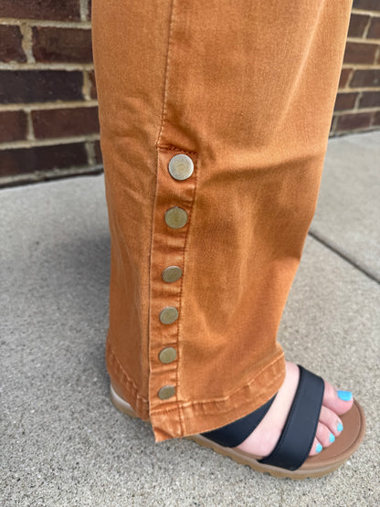 Charlie B flared leg button side jeans - ginger