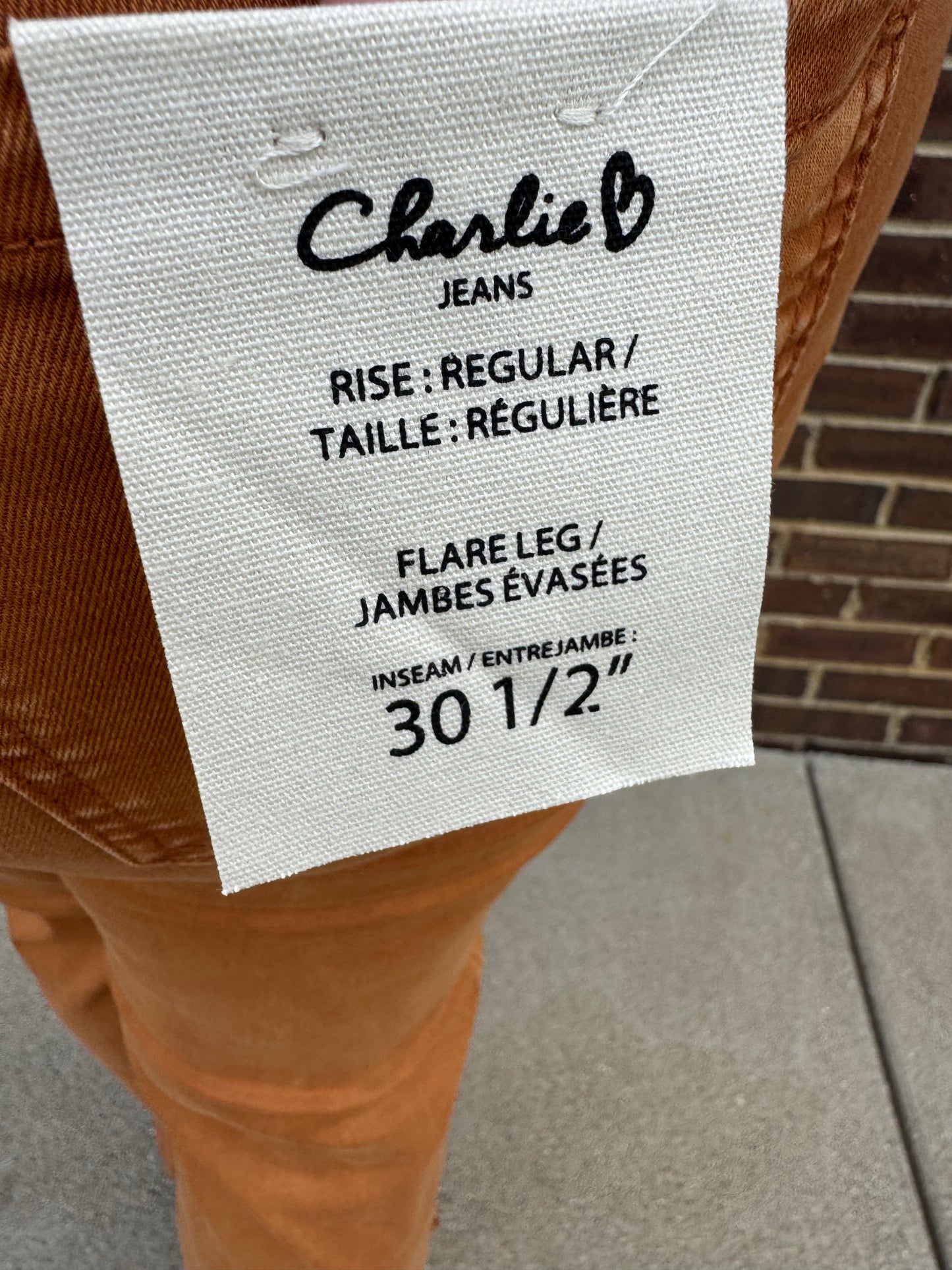 Charlie B flared leg button side jeans - ginger