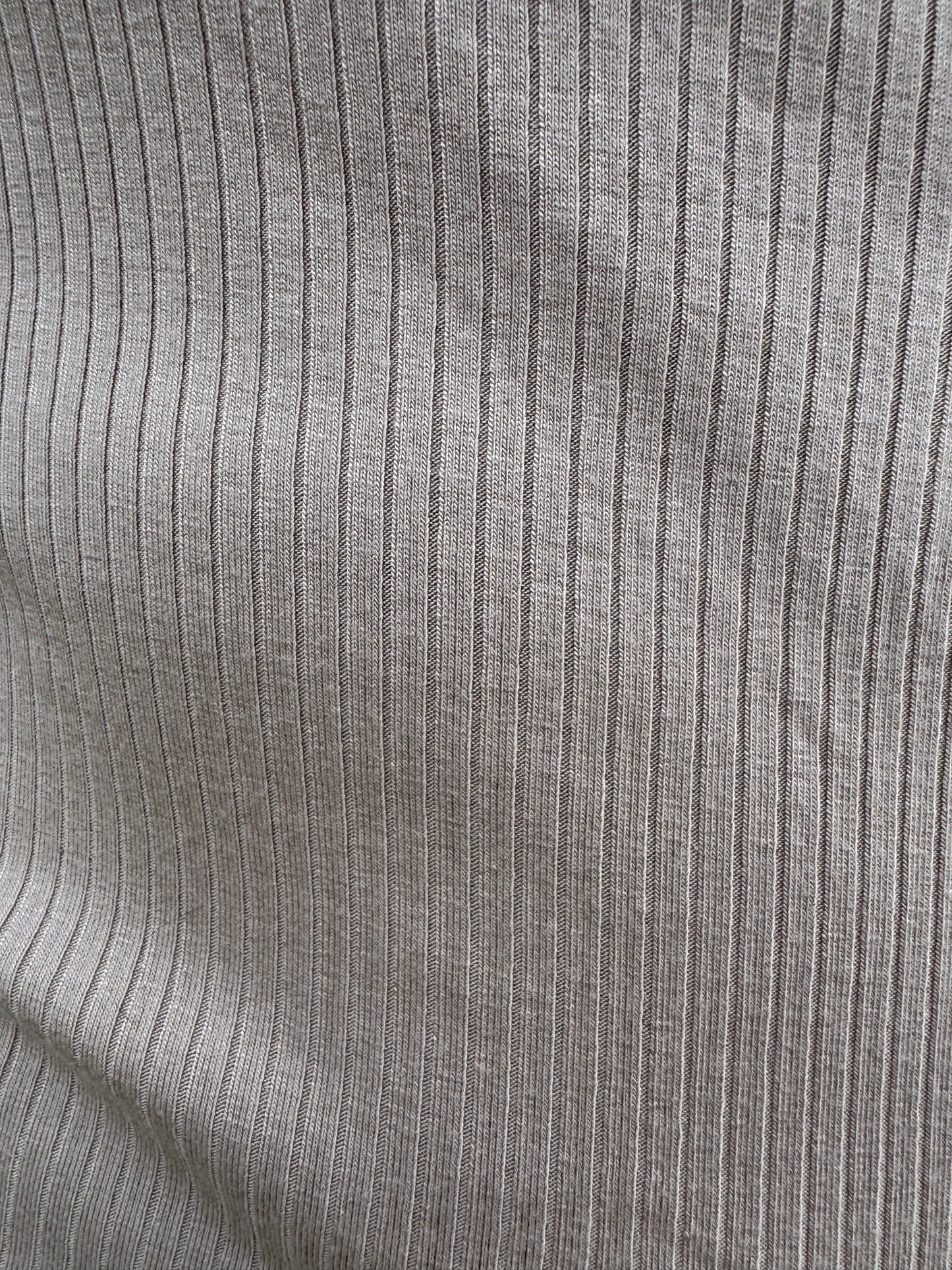Keren Hart Beige Ribbed Long Sleeve Top with Button Vneck