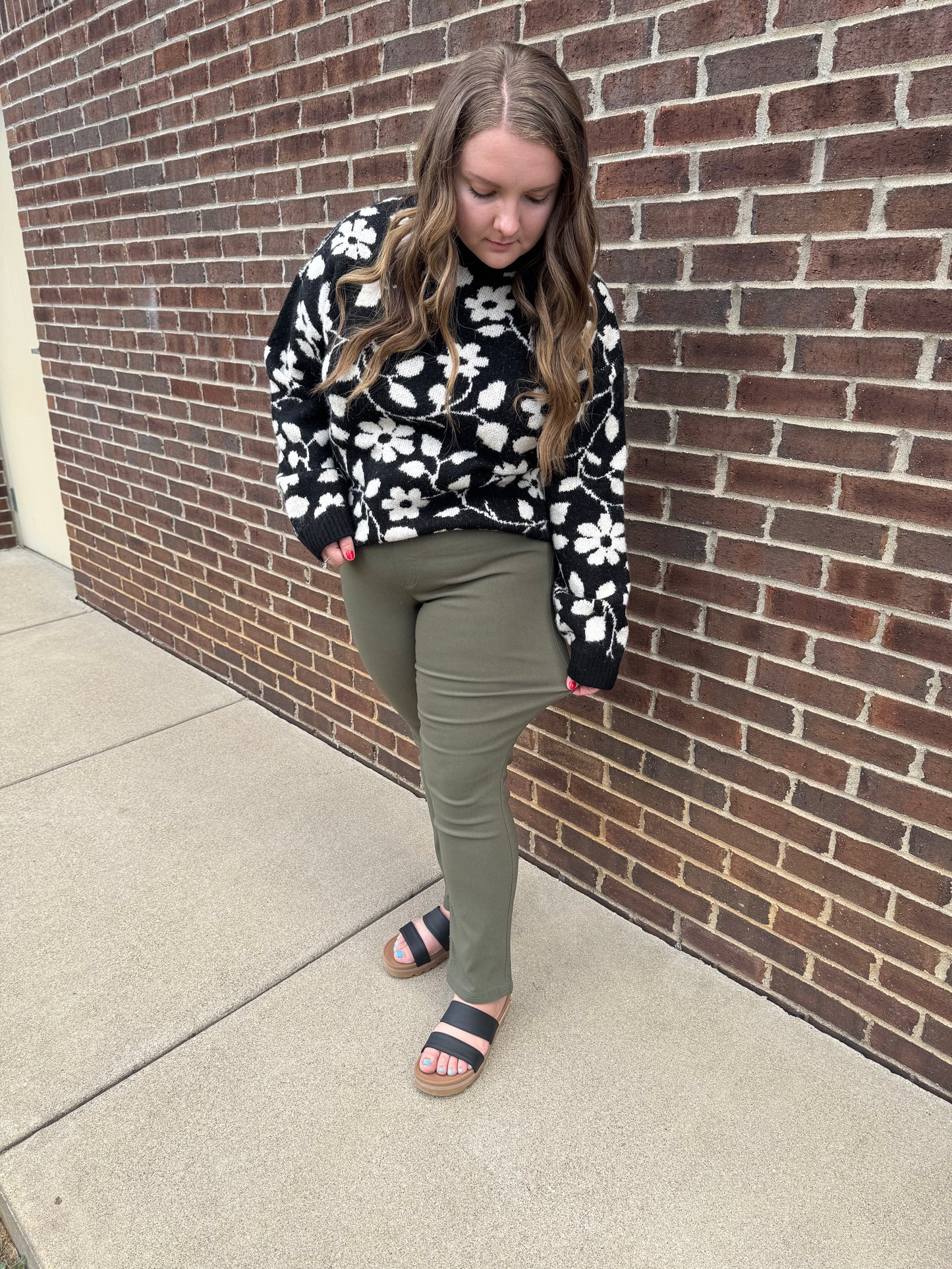 Keren Hart Stretch Pull-On Pants - Olive