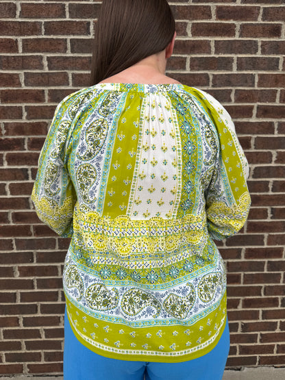 Keren Hart Green Paisley Patterned Top