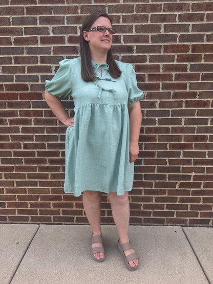 Pixi + Ivy Puff Sleeve Bow Tie Dress