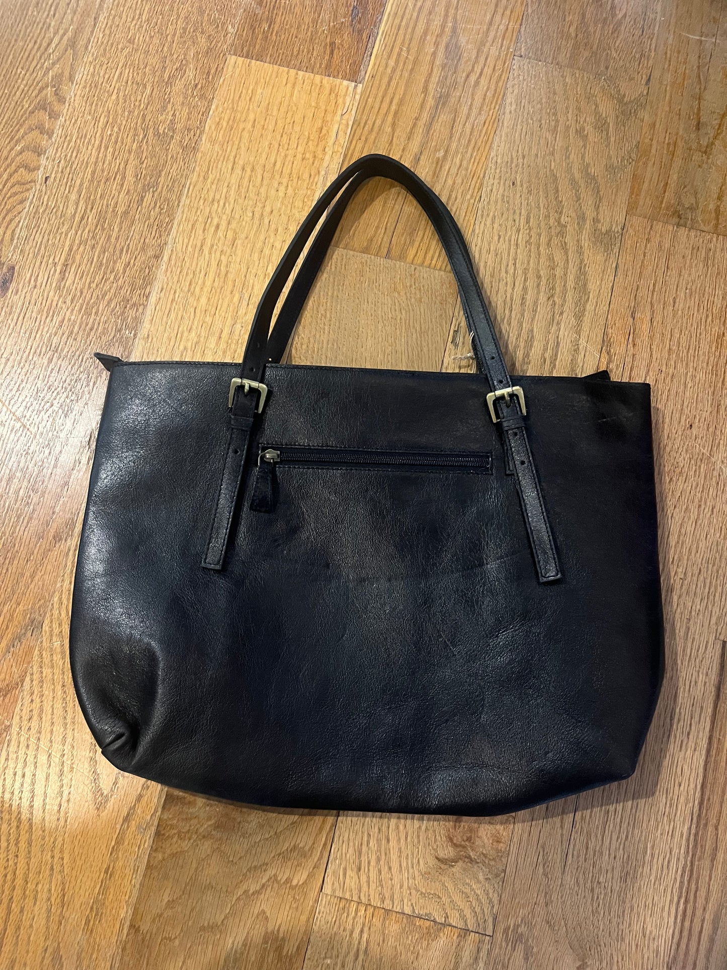 Leather Shoulder Bag with Metal Detail