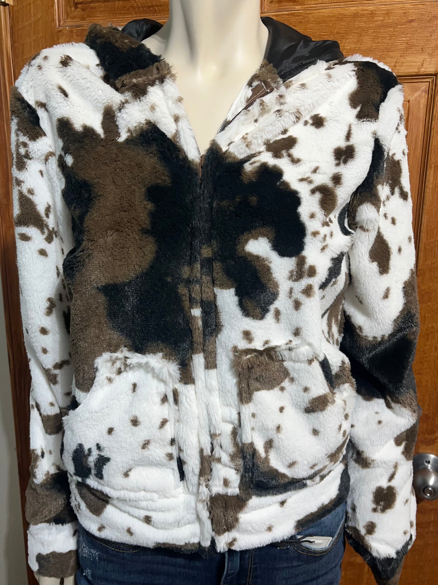 Cow Print Hooded Jacket