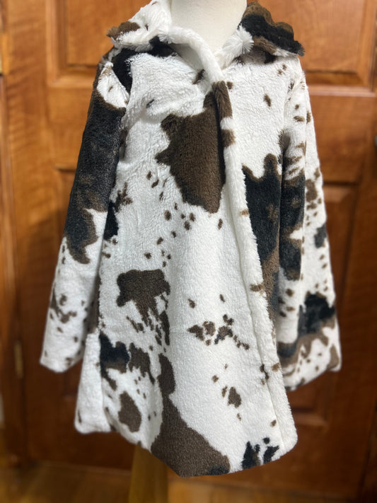 Kids Long Cow Print Coat