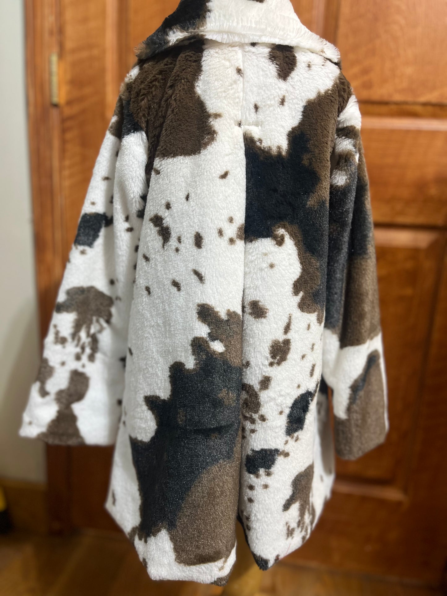 Kids Long Cow Print Coat