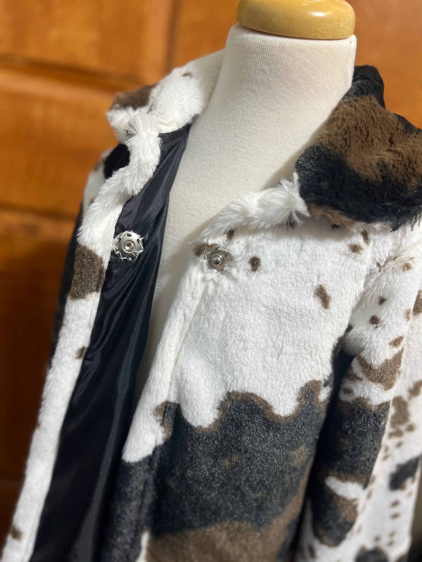 Kids Long Cow Print Coat