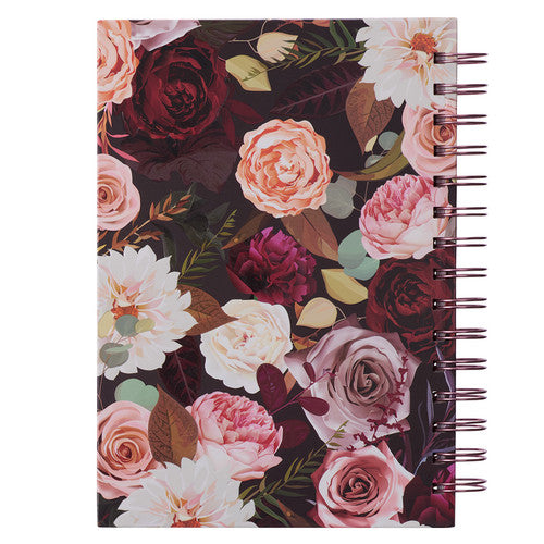 Strong and Courageous Merlot Bouquet Large Wirebound Journal - Joshua 1:9