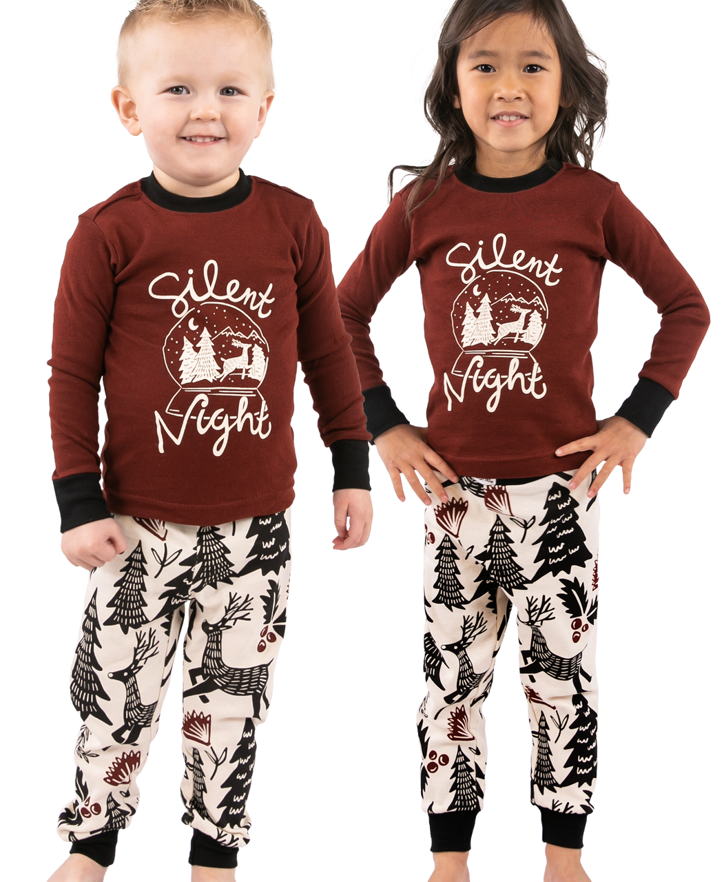 Silent Night Kid's Long Sleeve Deer PJ's