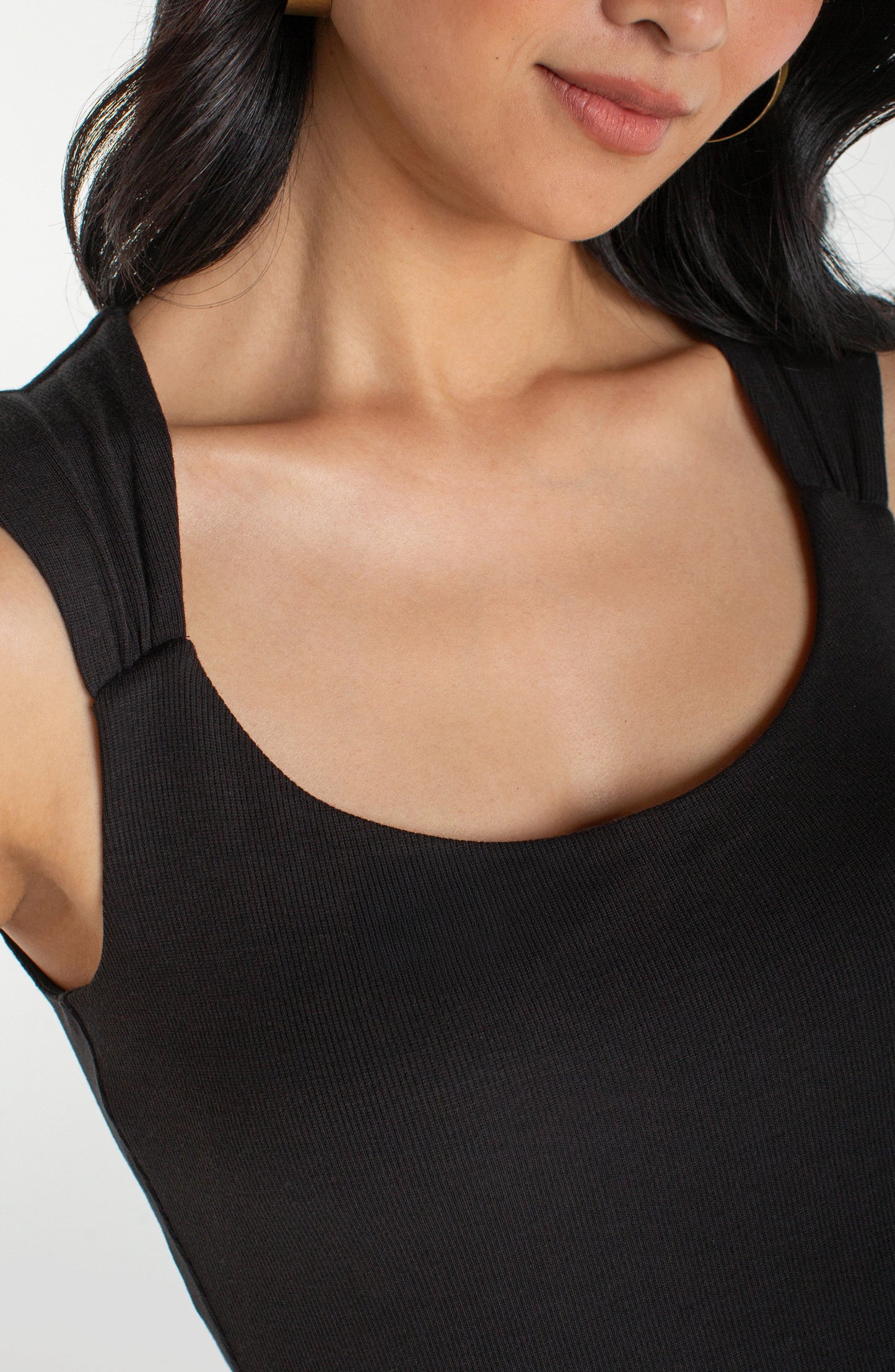 Liverpool Sleeveless Built-in-Bra Black Top