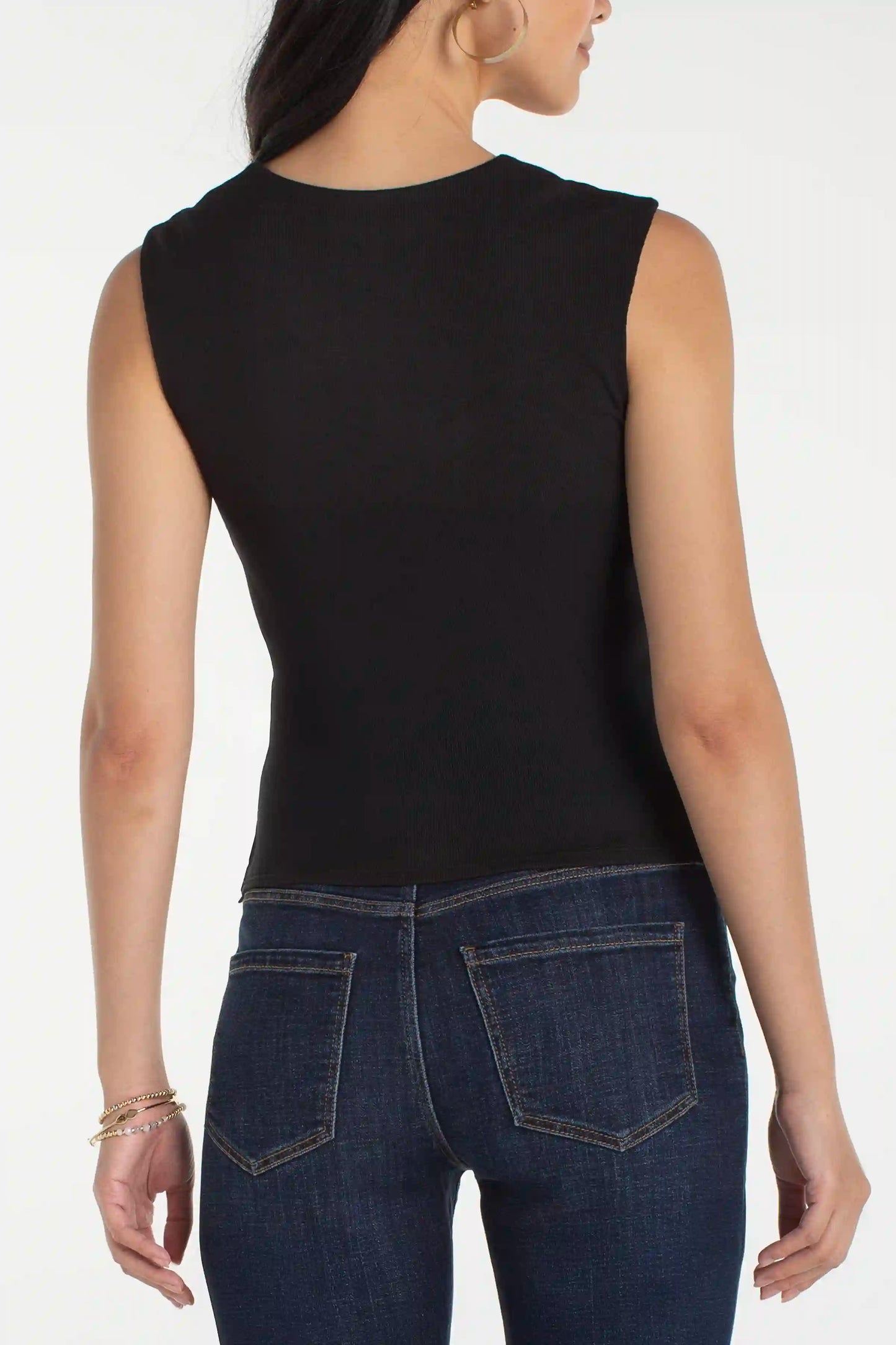 Liverpool Sleeveless Built-in-Bra Black Top