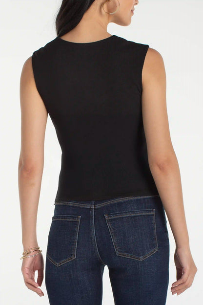 Liverpool Sleeveless Built-in-Bra Black Top