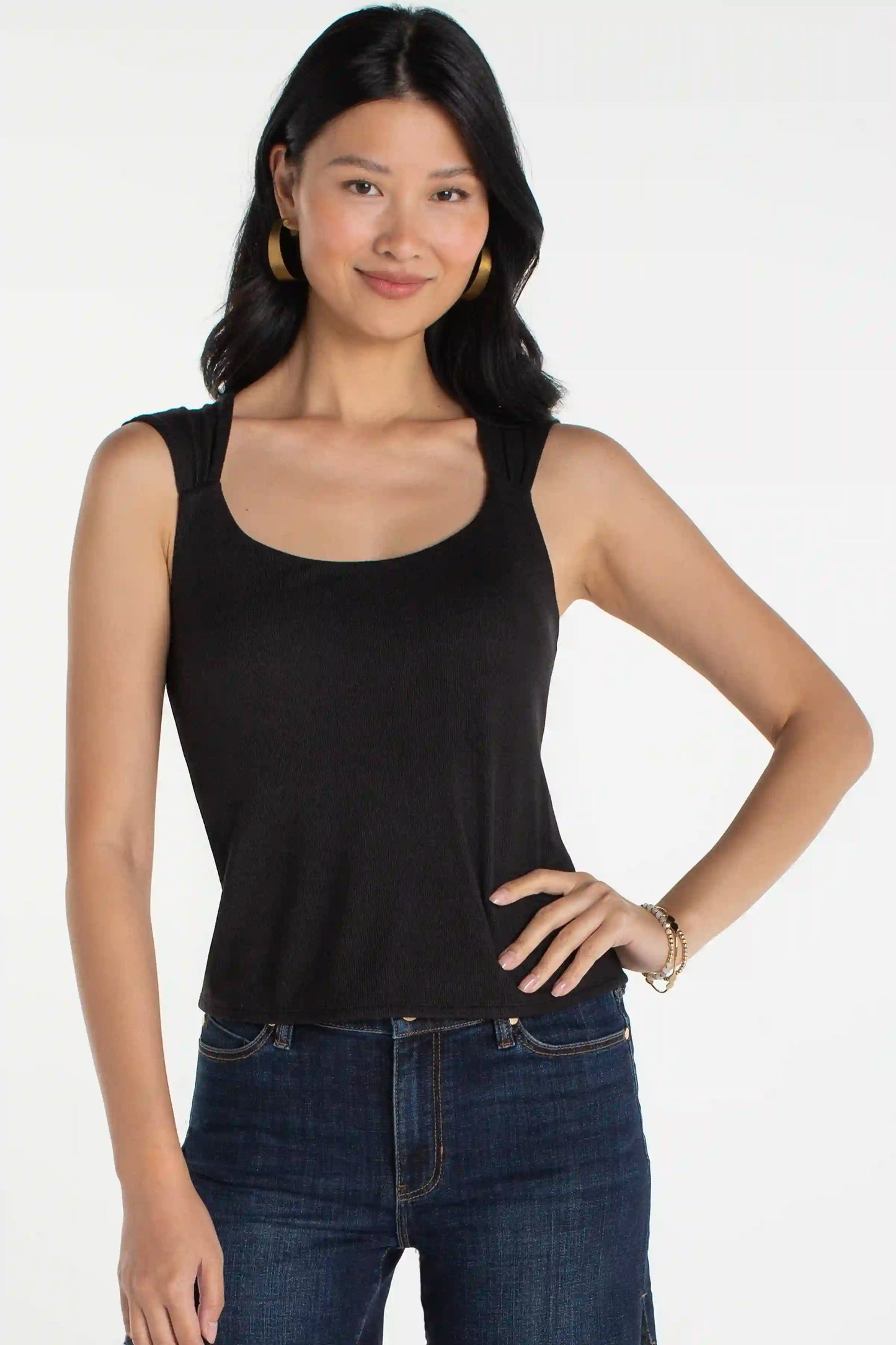 Liverpool Sleeveless Built-in-Bra Black Top