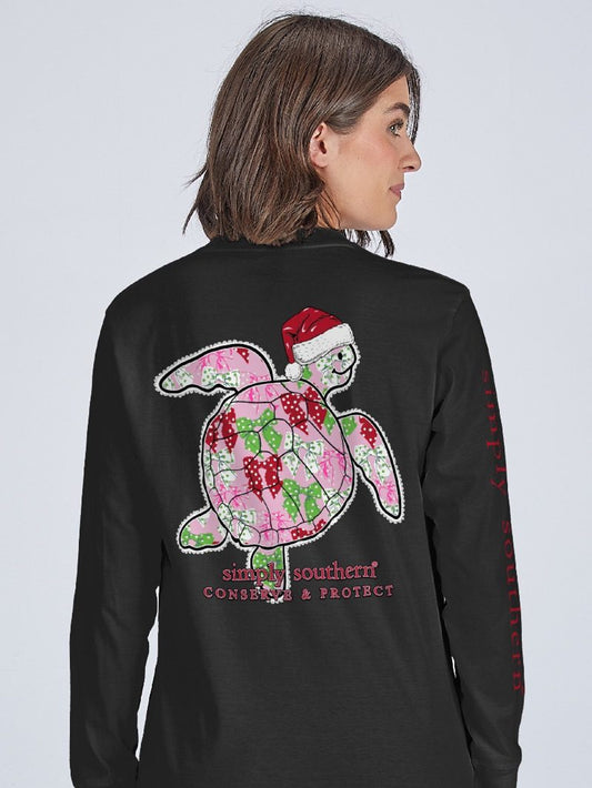 Simply Southern Black Christmas Turtle Tracking T-shirt