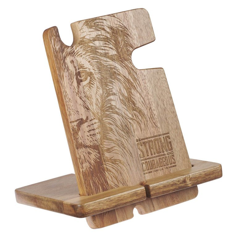 Strong and Courageous Acacia Wood Personal Accessory Organizer - Joshua 1:9