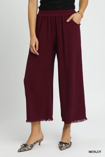 Umgee Linen Blend Elastic Waist Bottoms - 7 colors