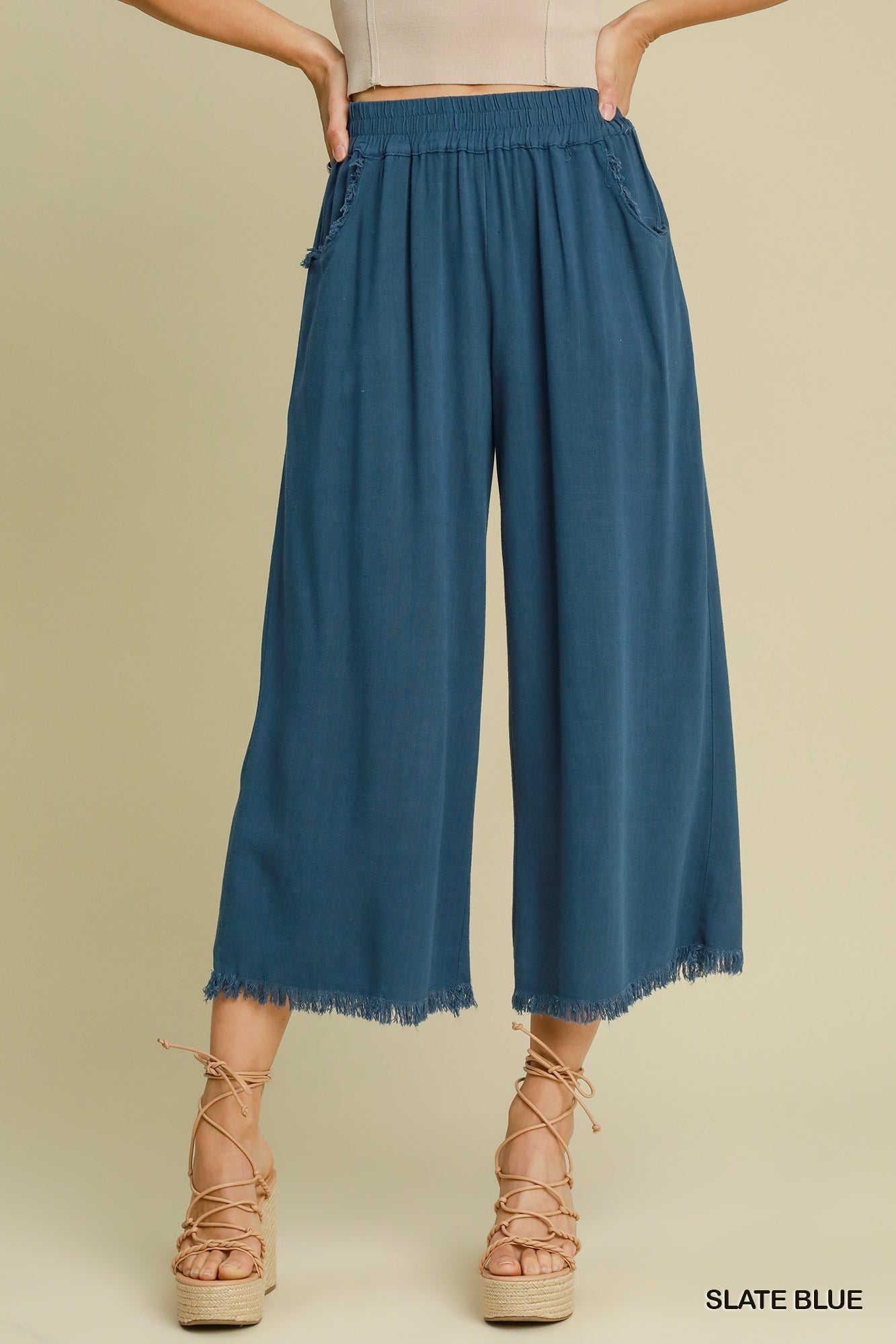 Umgee Linen Blend Elastic Waist Bottoms - 7 colors