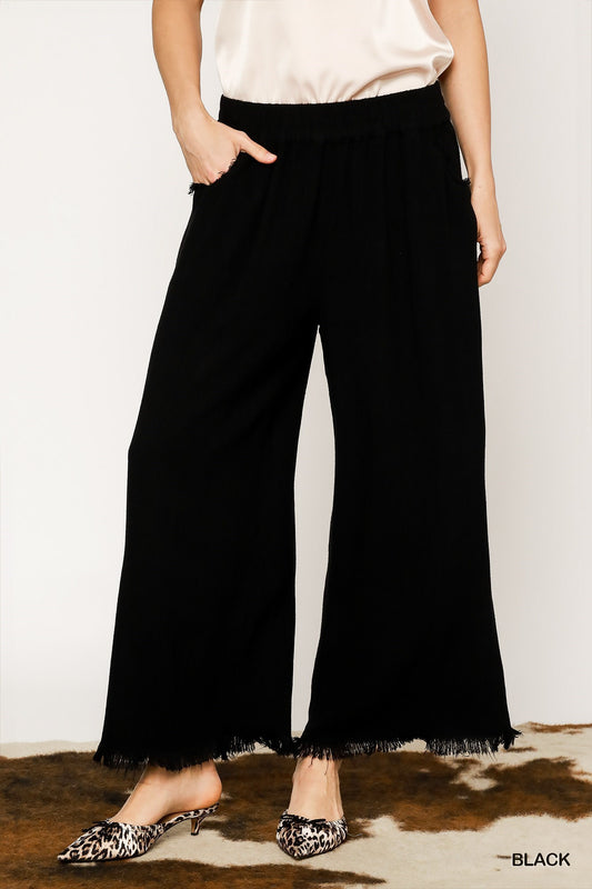 Umgee Linen Blend Elastic Waist Bottoms - 7 colors