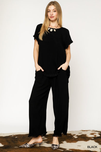 Umgee Linen Blend Elastic Waist Bottoms - 7 colors