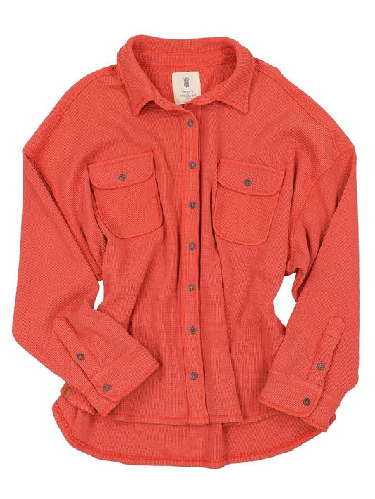 Simply Southern Rust Waffle Shacket