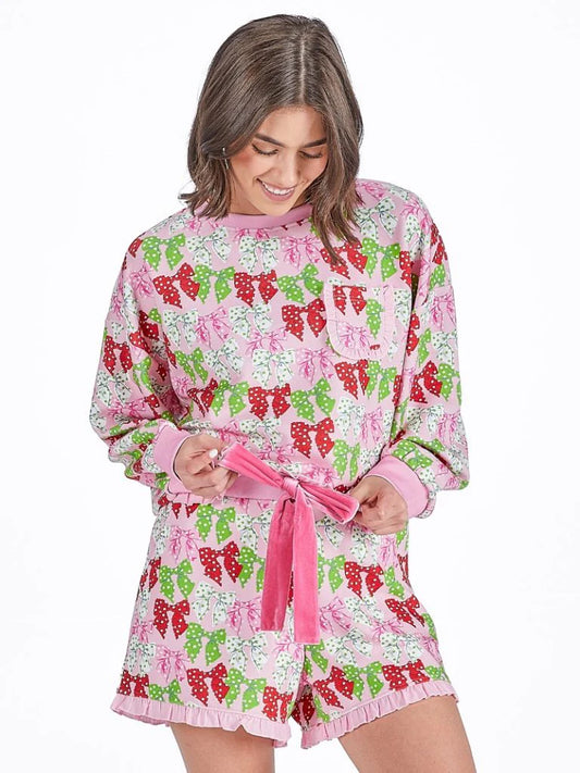 Simply Southern Christmas Holiday PJ Set - Bows with Dots