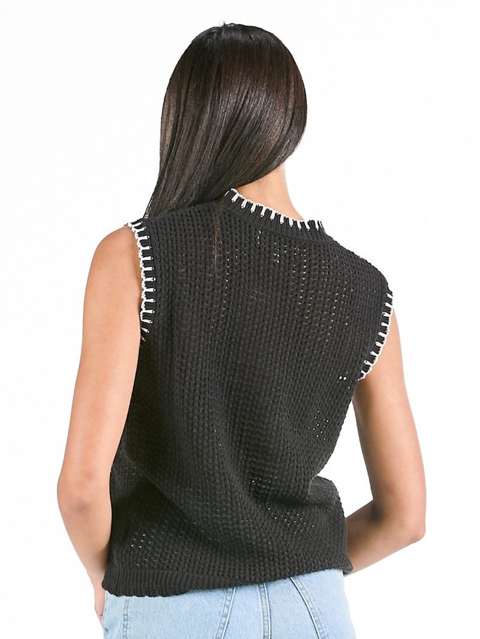 SS Olivia Sleeveless Sweater top - Black