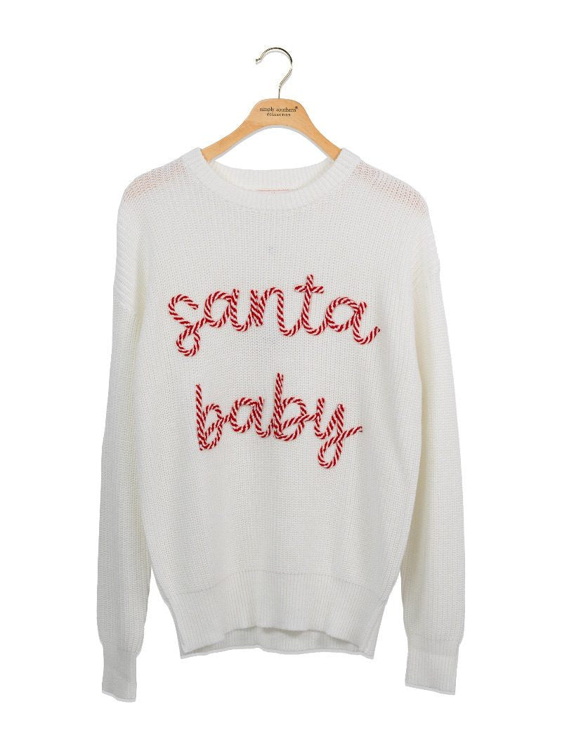 Simply Southern 'Santa Baby' Rope Embroidered Sweater