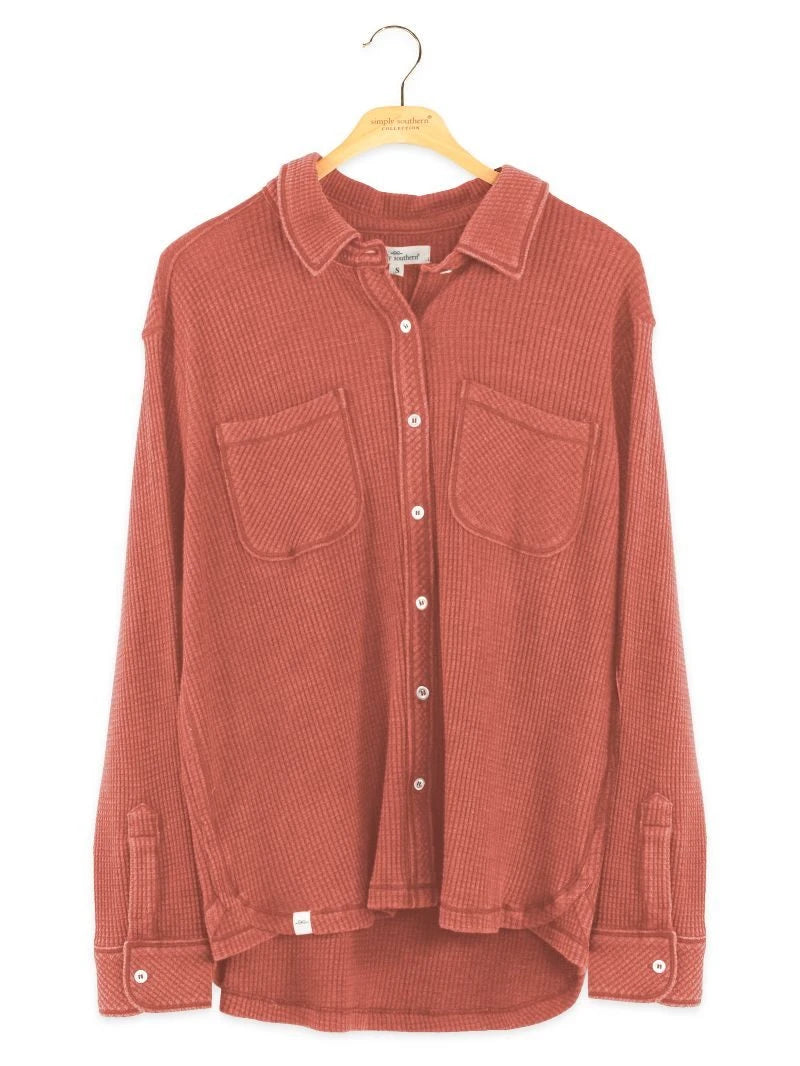 Simply Southern Waffle Button-up Shirt