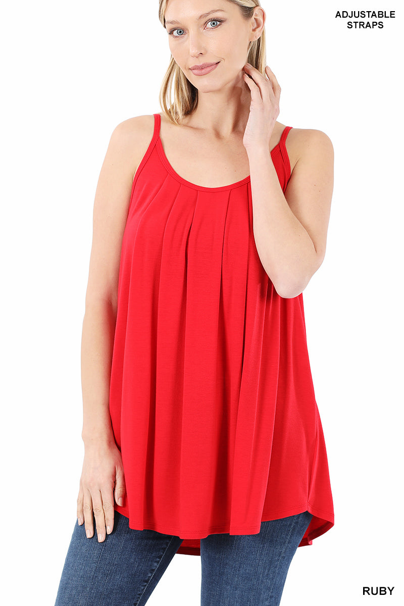 Pleated Spaghetti Cami - RUBY