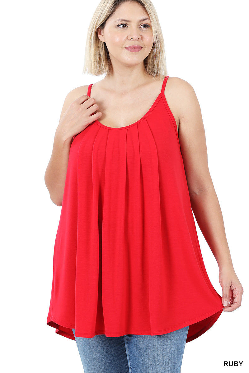 Pleated Spaghetti Cami - RUBY