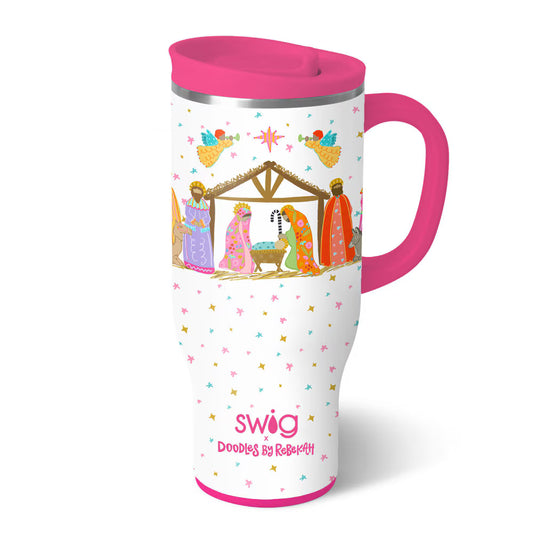 SWIG 24 oz A Thrill of Hope leakproof Christmas travel mug with colorful nativity design