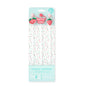 Set of three reusable Strawberry Shortcake straws with silicone charms and protective caps, compatible with Swig tumblers and most standard drinkware