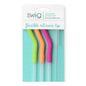 Set of reusable straws for SWIG Mega Mugs with lime, orange, and berry silicone flexi-tips, eco-friendly and spill-resistant, compatible with Swig tumblers 