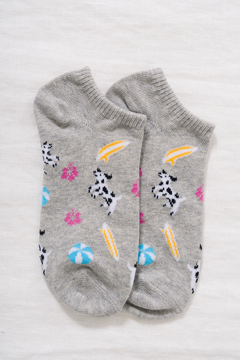 Dog pattern comfy ankle socks - gray