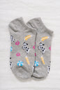 Dog pattern comfy ankle socks - gray